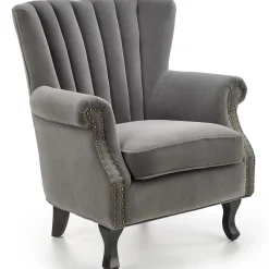 Garnero Arredamenti Poltrona classica relax imbottita in velluto grigio Mazia Tessuto Velluto Grigio Discount