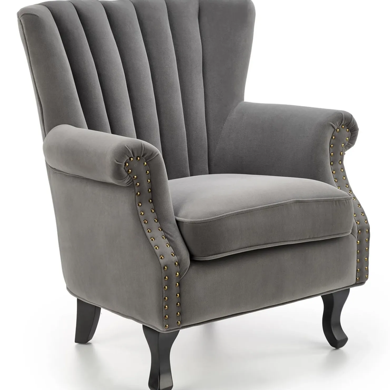 Garnero Arredamenti Poltrona classica relax imbottita in velluto grigio Mazia Tessuto Velluto Grigio Discount