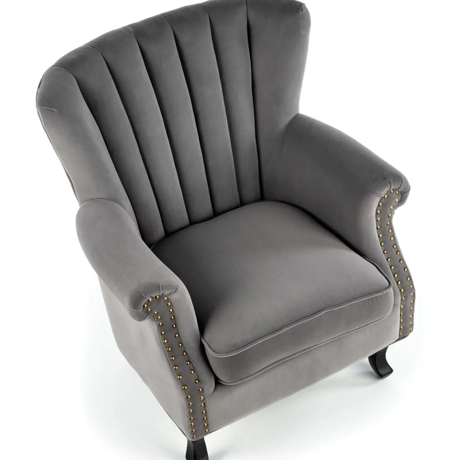 Garnero Arredamenti Poltrona classica relax imbottita in velluto grigio Mazia Tessuto Velluto Grigio Discount
