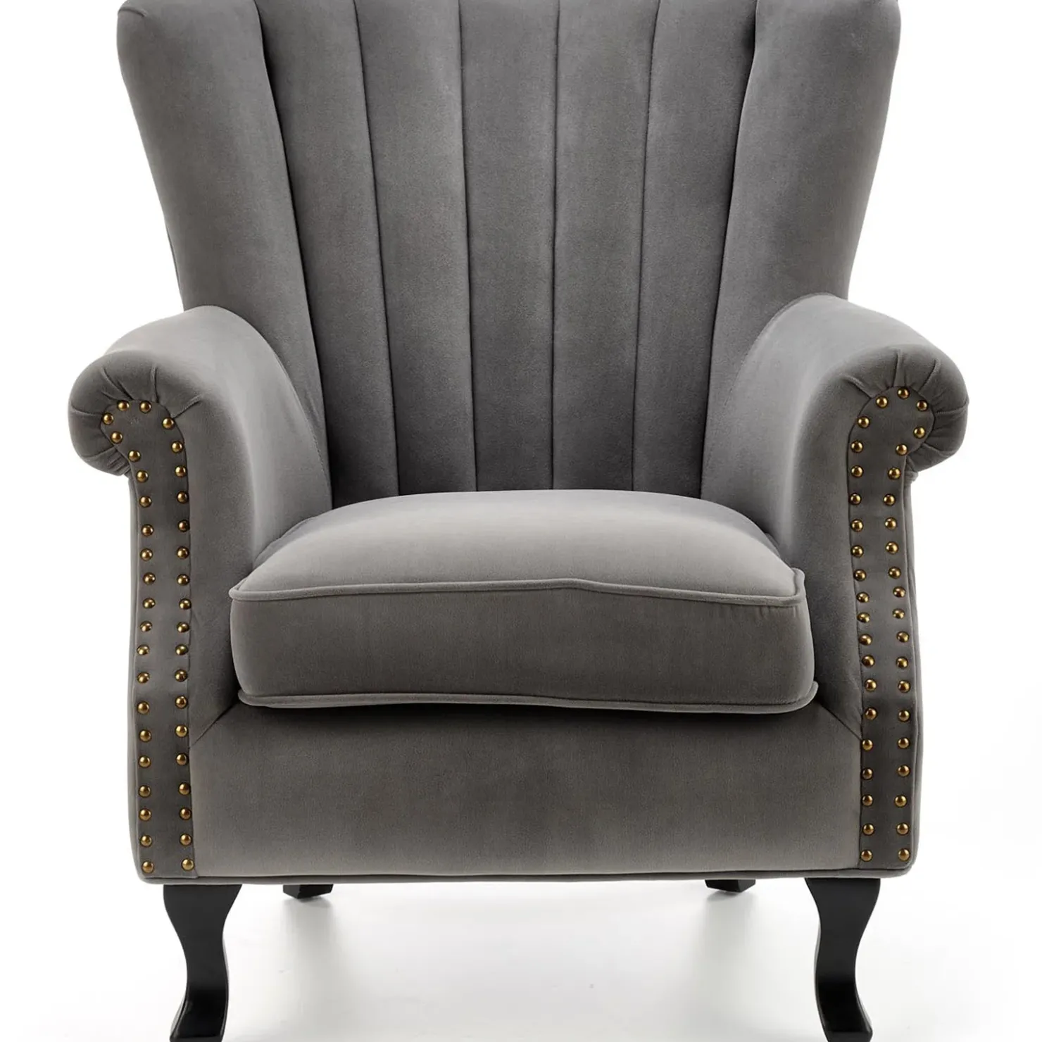 Garnero Arredamenti Poltrona classica relax imbottita in velluto grigio Mazia Tessuto Velluto Grigio Discount