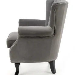 Garnero Arredamenti Poltrona classica relax imbottita in velluto grigio Mazia Tessuto Velluto Grigio Discount
