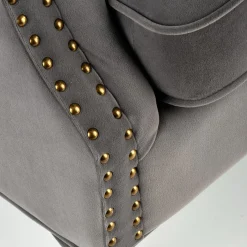 Garnero Arredamenti Poltrona classica relax imbottita in velluto grigio Mazia Tessuto Velluto Grigio Discount