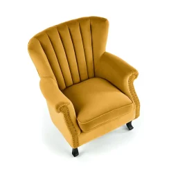 Garnero Arredamenti Poltrona classica relax imbottita in velluto Mazia Senape Discount