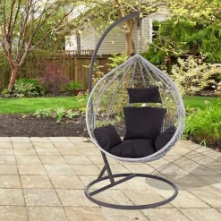 Garnero Arredamenti Poltrona da giardino a dondolo sospesa rattan grigio Seychelles New