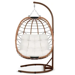 Garnero Arredamenti Poltrona da giardino a dondolo sospesa con cuscini beige Breeze Rovere Hot