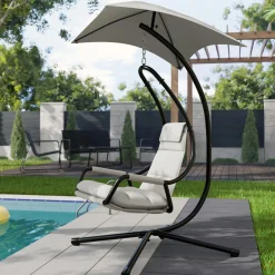Garnero Arredamenti Poltrona da giardino a dondolo sospesa 103x212h cm nero grigio Onda Online