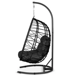 Garnero Arredamenti Poltrona da giardino a dondolo sospesa con cuscini Breeze Nero Clearance