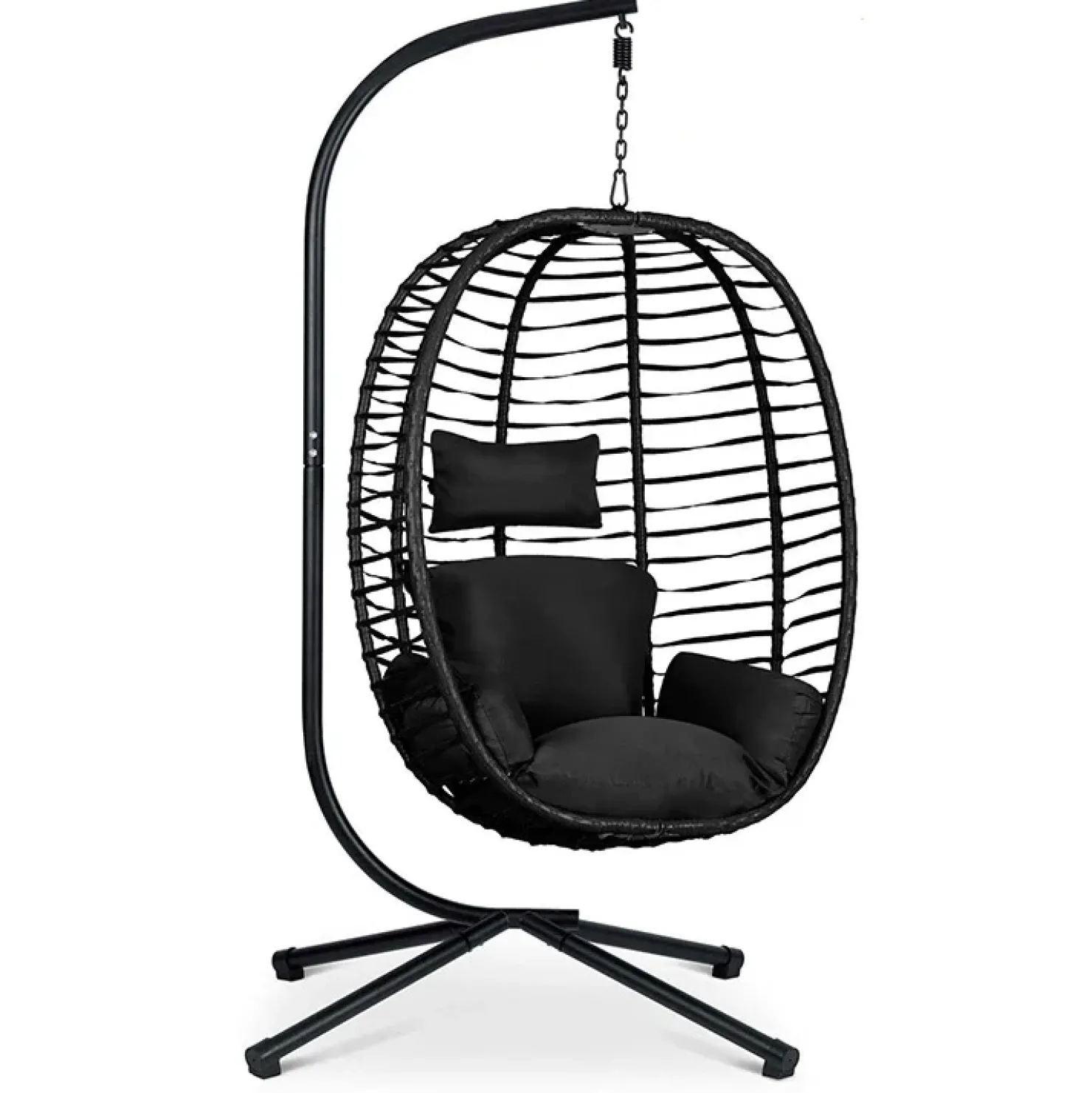 Garnero Arredamenti Poltrona da giardino a dondolo sospesa con cuscini nera Swing Nero Sale