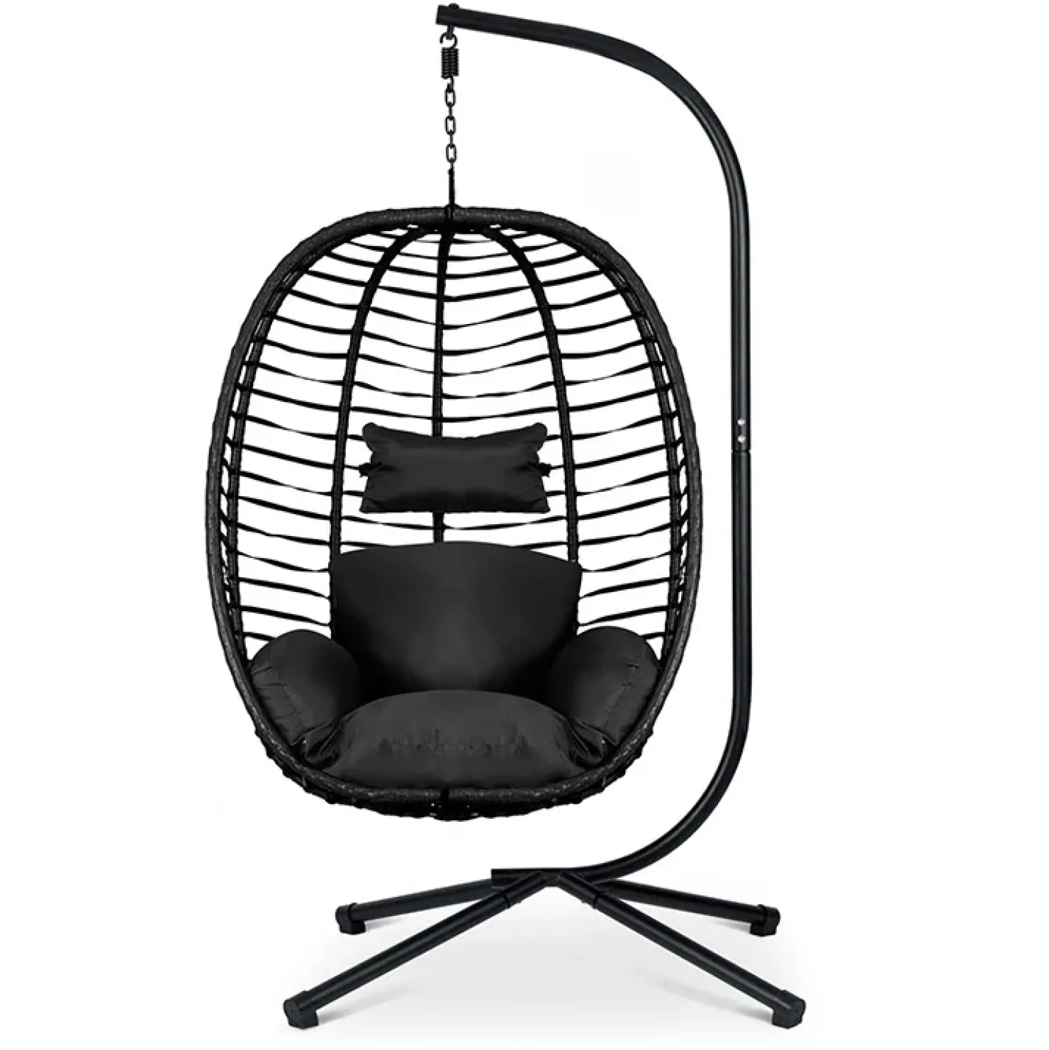 Garnero Arredamenti Poltrona da giardino a dondolo sospesa con cuscini nera Swing Nero Sale