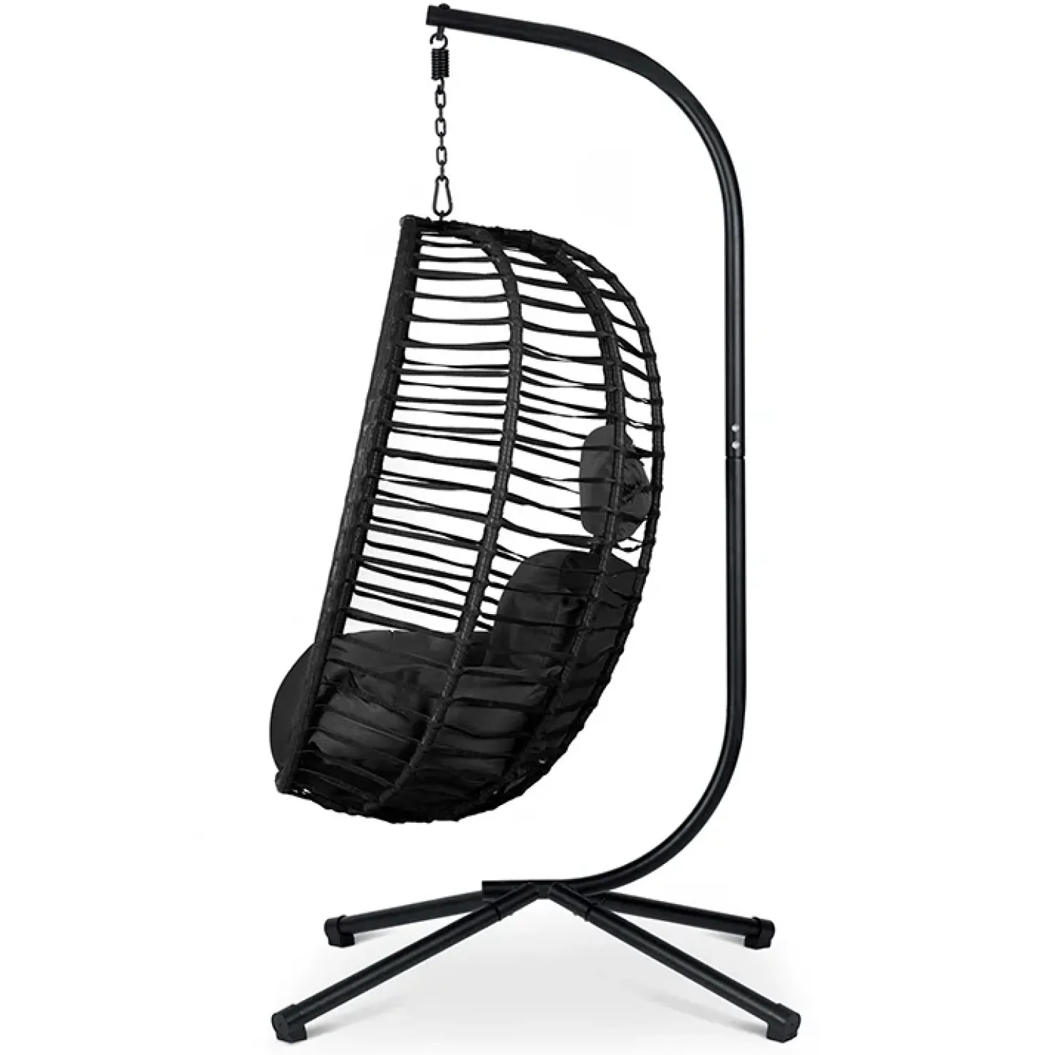 Garnero Arredamenti Poltrona da giardino a dondolo sospesa con cuscini nera Swing Nero Sale