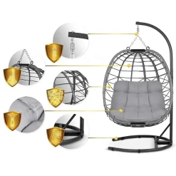 Garnero Arredamenti Poltrona da giardino a dondolo sospesa con cuscini Breeze Grigio