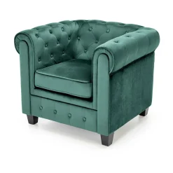 Garnero Arredamenti Poltrona da sala imbottita in velluto scuro nero Spina Verde Discount