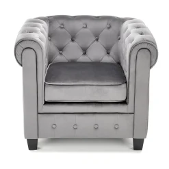 Garnero Arredamenti Poltrona da sala imbottita in velluto nero Spina Grigio Outlet