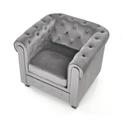 Garnero Arredamenti Poltrona da sala imbottita in velluto nero Spina Grigio Outlet