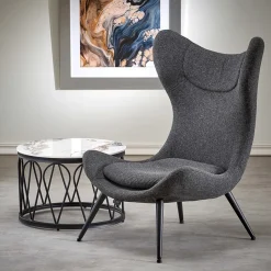 Garnero Arredamenti Poltrona da salotto imbottita in tessuto antracite nero Canova Best