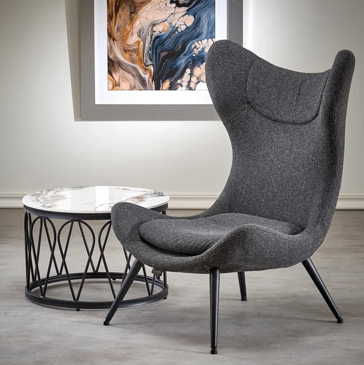 Garnero Arredamenti Poltrona da salotto imbottita in tessuto antracite nero Canova Best