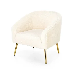 Garnero Arredamenti Poltrona da salotto in tessuto panna e acciaio oro Camel Hot
