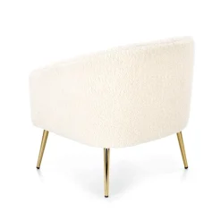 Garnero Arredamenti Poltrona da salotto in tessuto panna e acciaio oro Camel Hot