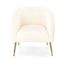 Garnero Arredamenti Poltrona da salotto in tessuto panna e acciaio oro Camel Hot