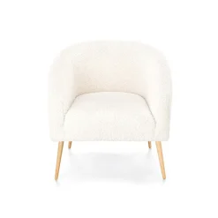 Garnero Arredamenti Poltrona design a pozzetto tessuto bouclè bianco crema legno Alaska Online