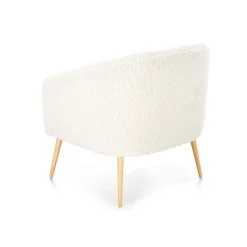 Garnero Arredamenti Poltrona design a pozzetto tessuto bouclè bianco crema legno Alaska Online