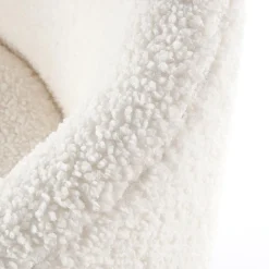 Garnero Arredamenti Poltrona design a pozzetto tessuto bouclè bianco crema legno Alaska Online