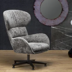 Garnero Arredamenti Poltrona design girevole imbottita in tessuto Mappy Grigio