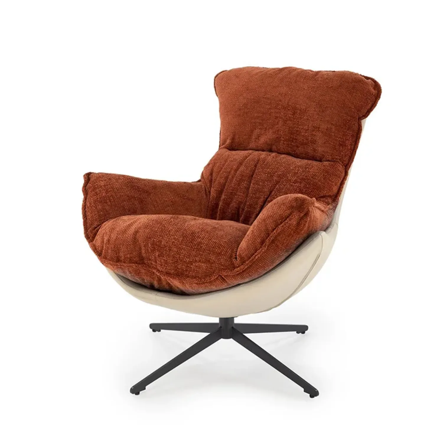 Garnero Arredamenti Poltrona design girevole effetto tobago ecopelle arancione beige Auckland