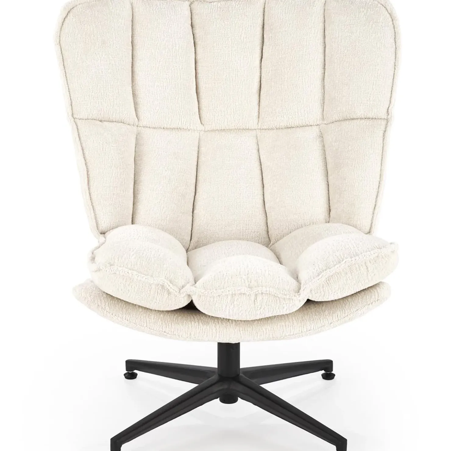 Garnero Arredamenti Poltrona design girevole imbottita in tessuto panna nero Montana New