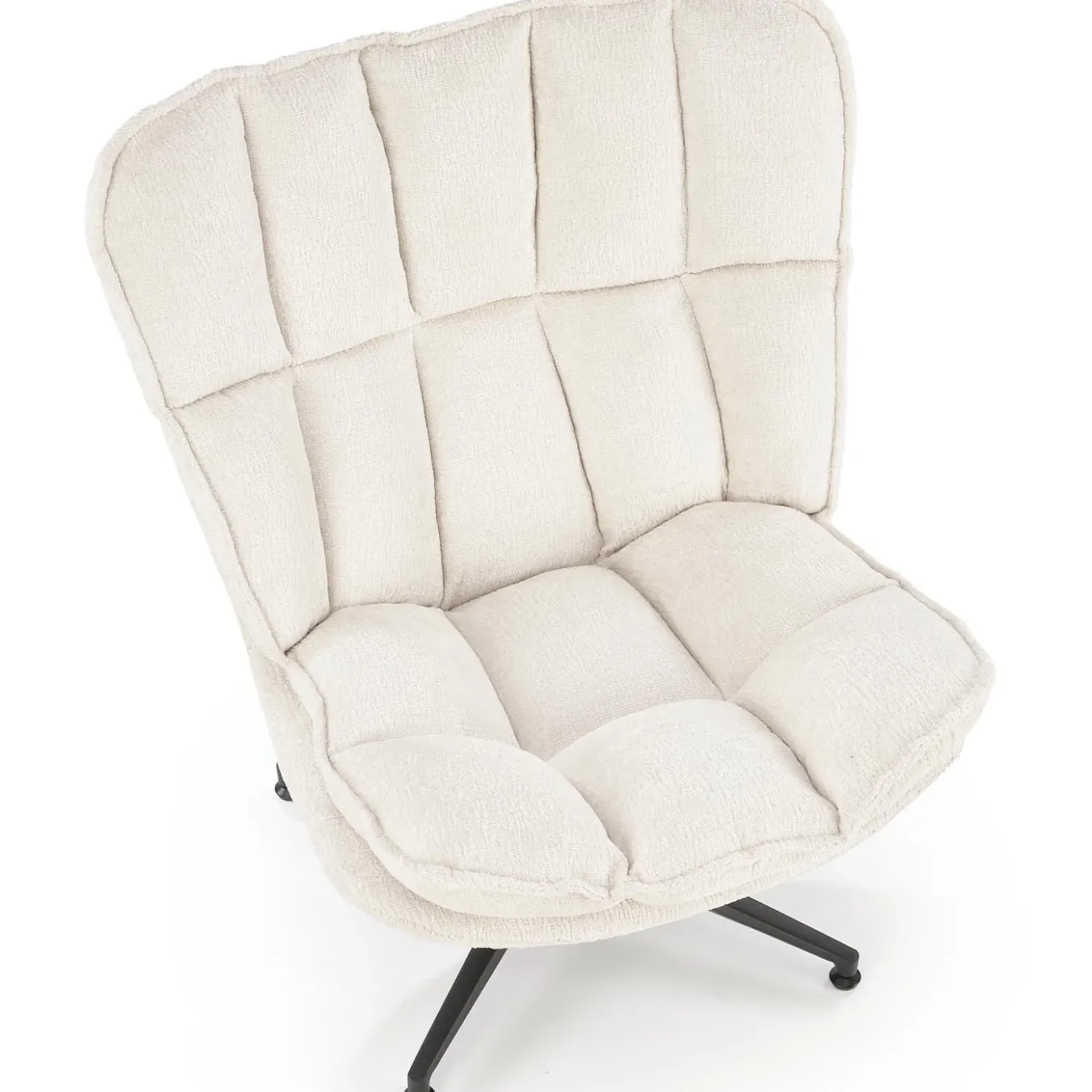 Garnero Arredamenti Poltrona design girevole imbottita in tessuto panna nero Montana New