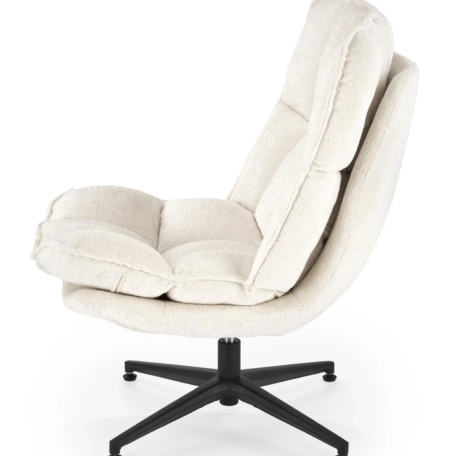 Garnero Arredamenti Poltrona design girevole imbottita in tessuto panna nero Montana New