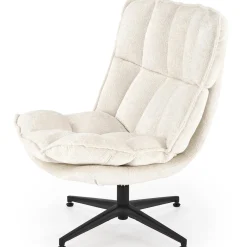 Garnero Arredamenti Poltrona design girevole imbottita in tessuto panna nero Montana New