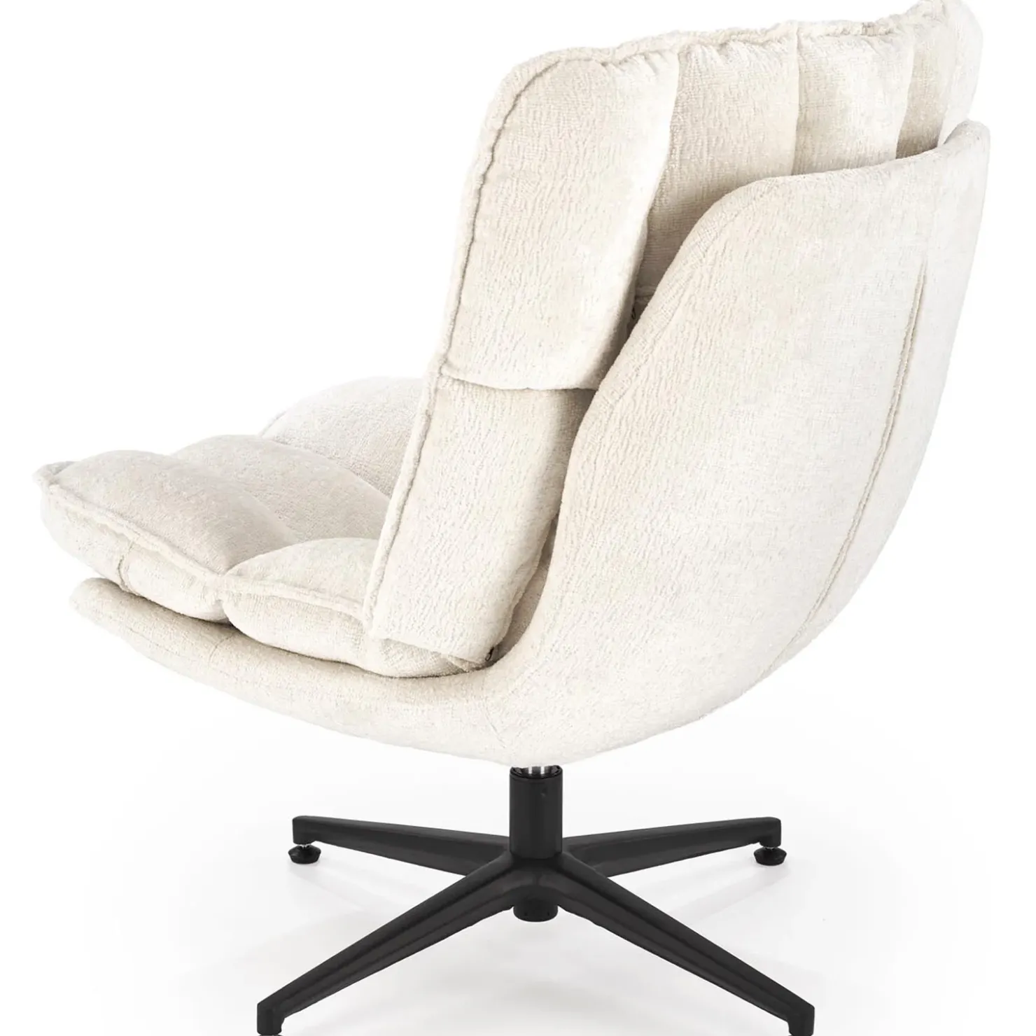 Garnero Arredamenti Poltrona design girevole imbottita in tessuto panna nero Montana New