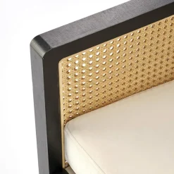 Garnero Arredamenti Poltrona design soggiorno in rattan naturale beige nero Niceto Clearance