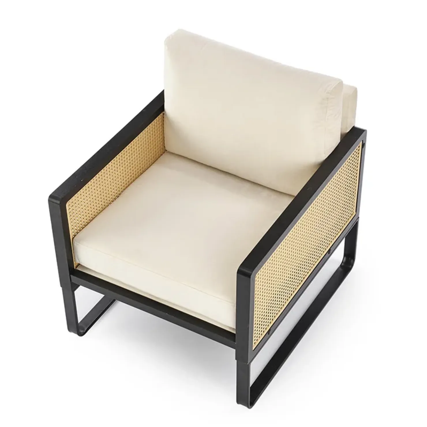 Garnero Arredamenti Poltrona design soggiorno in rattan naturale beige nero Niceto Clearance