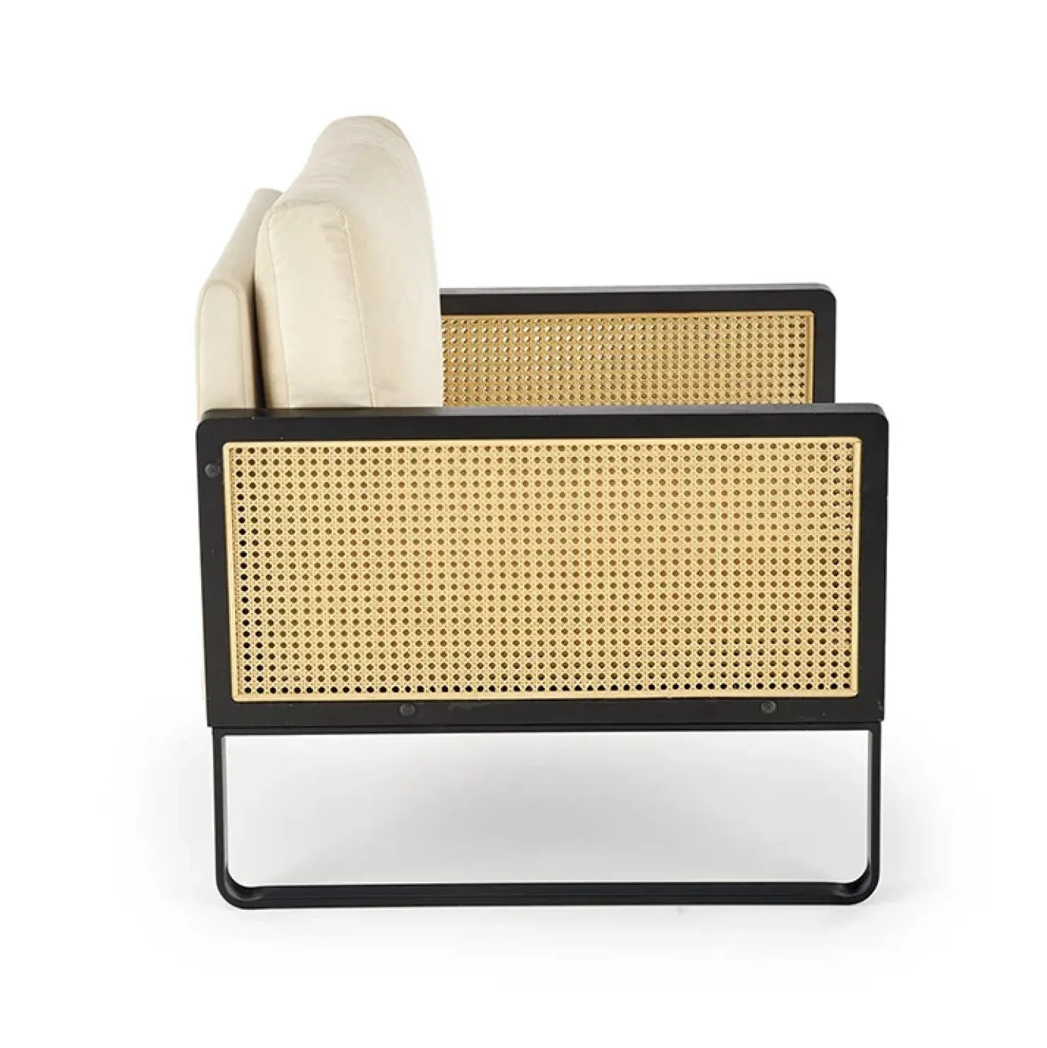 Garnero Arredamenti Poltrona design soggiorno in rattan naturale beige nero Niceto Clearance