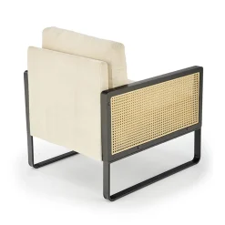 Garnero Arredamenti Poltrona design soggiorno in rattan naturale beige nero Niceto Clearance