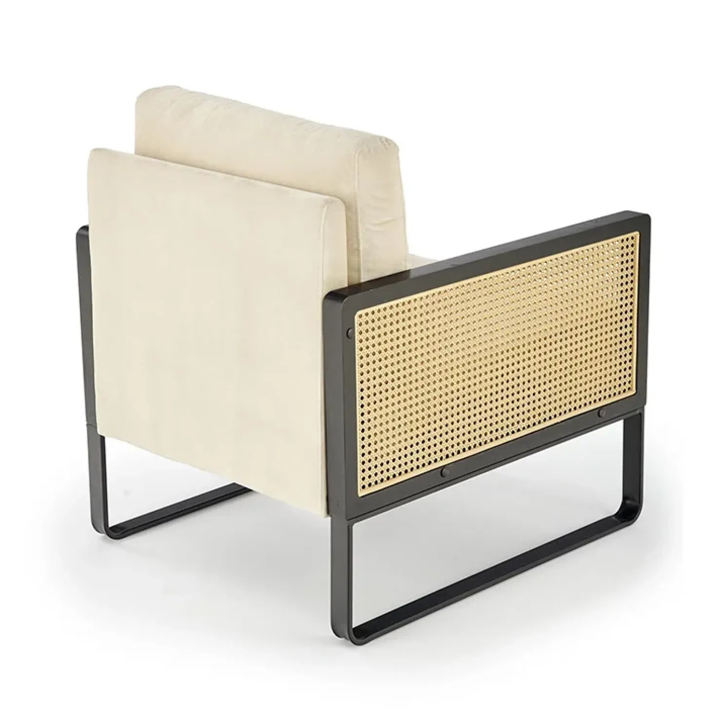 Garnero Arredamenti Poltrona design soggiorno in rattan naturale beige nero Niceto Clearance