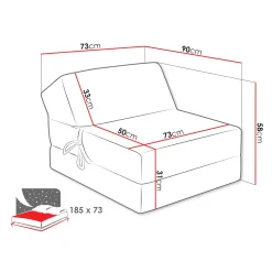 Garnero Arredamenti Poltrona divano letto pieghevole 90cm velluto a coste grigio Lorin Velluto Poso Grigio