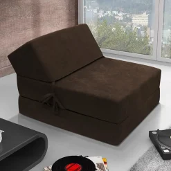 Garnero Arredamenti Poltrona divano letto pieghevole 90cm modulo singolo marrone Lorin Tessuto Vellutato Alova Marrone Hot
