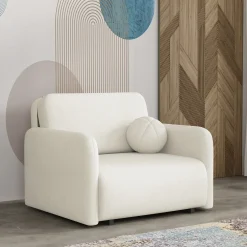 Garnero Arredamenti Poltrona divano letto 100x103 cm con contenitore e cuscino tessuto velo panna Reposa Tessuto Velo Bianco Hot
