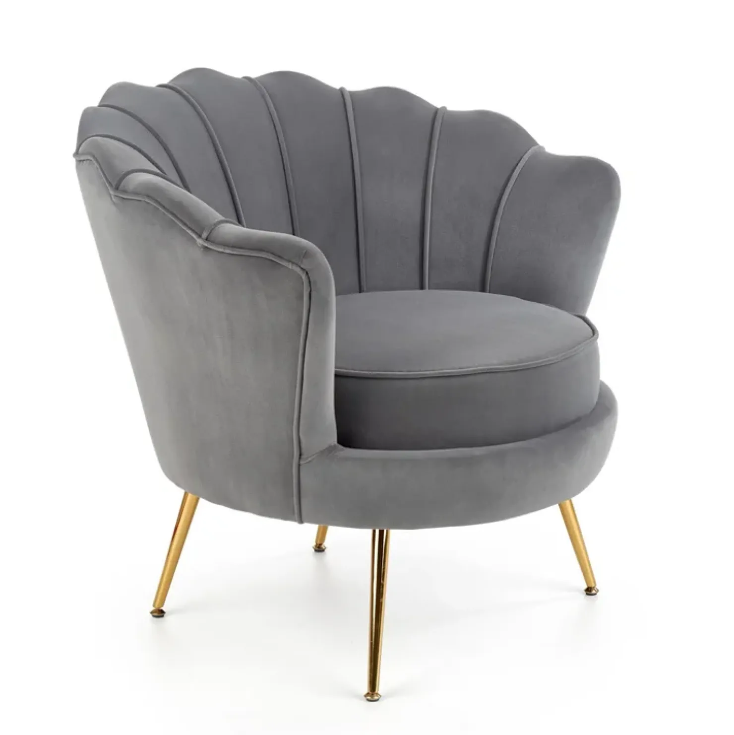 Garnero Arredamenti Poltrona imbottita in velluto con gambe oro Gabriella Grigio Hot
