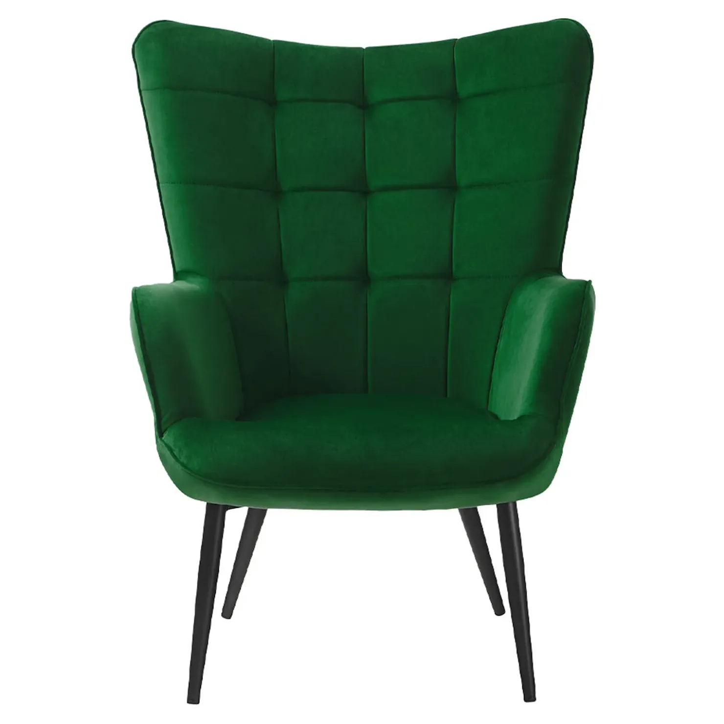 Garnero Arredamenti Poltrona imbottita con poggiapiedi in velluto Siena Verde Discount