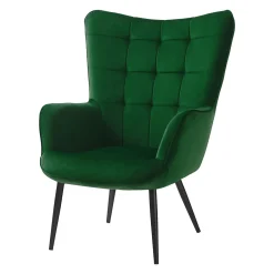 Garnero Arredamenti Poltrona imbottita con poggiapiedi in velluto Siena Verde Discount