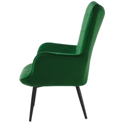 Garnero Arredamenti Poltrona imbottita con poggiapiedi in velluto Siena Verde Discount