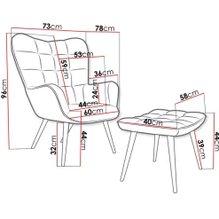 Garnero Arredamenti Poltrona imbottita con poggiapiedi in velluto Siena Verde Discount