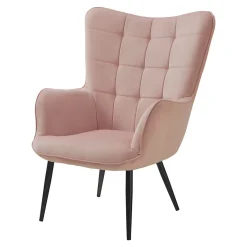 Garnero Arredamenti Poltrona imbottita con poggiapiedi in velluto Siena Rosa Discount