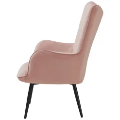 Garnero Arredamenti Poltrona imbottita con poggiapiedi in velluto Siena Rosa Discount