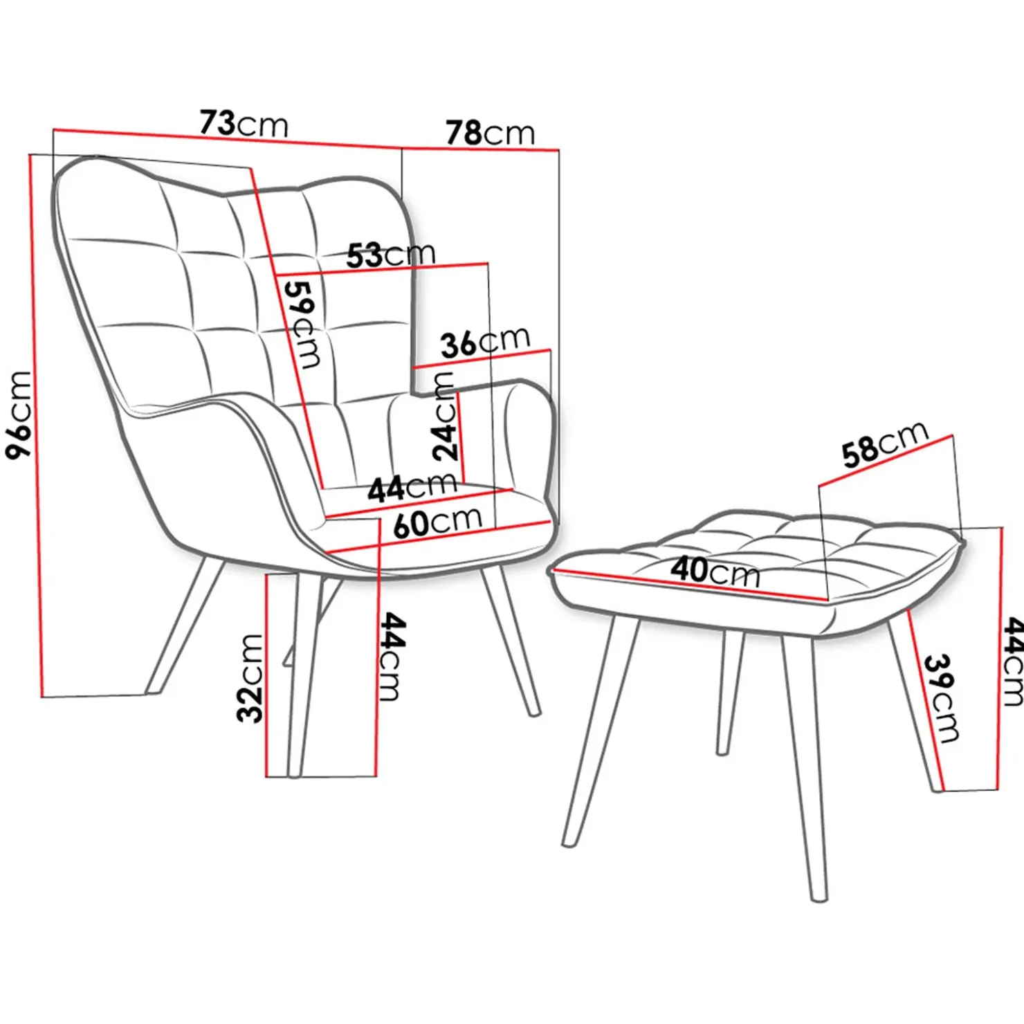 Garnero Arredamenti Poltrona imbottita con poggiapiedi in velluto Siena Rosa Discount