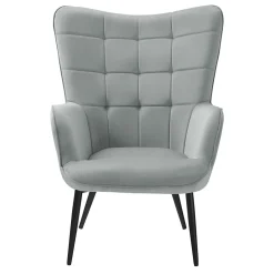 Garnero Arredamenti Poltrona imbottita con poggiapiedi in velluto Siena Grigio chiaro Sale